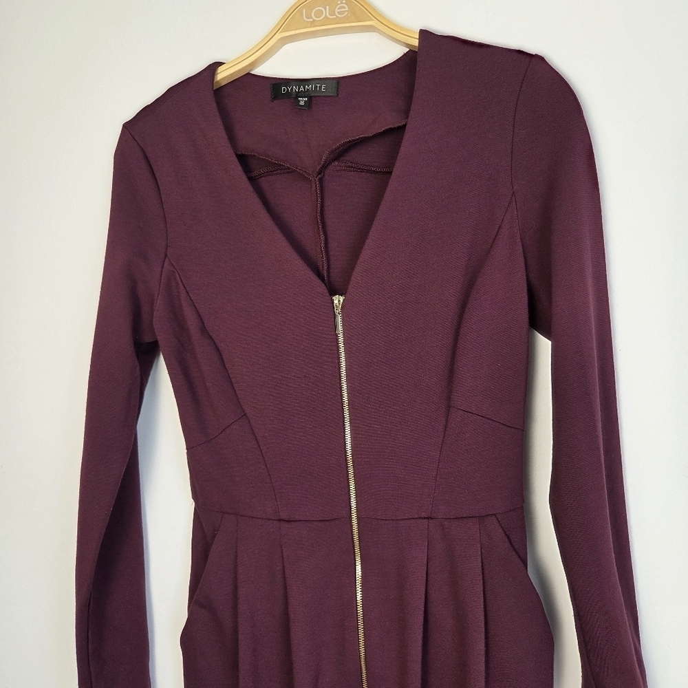 Dynamite Purple Sheath Dress Long Sleeve V-Neck - Picture 9 of 12